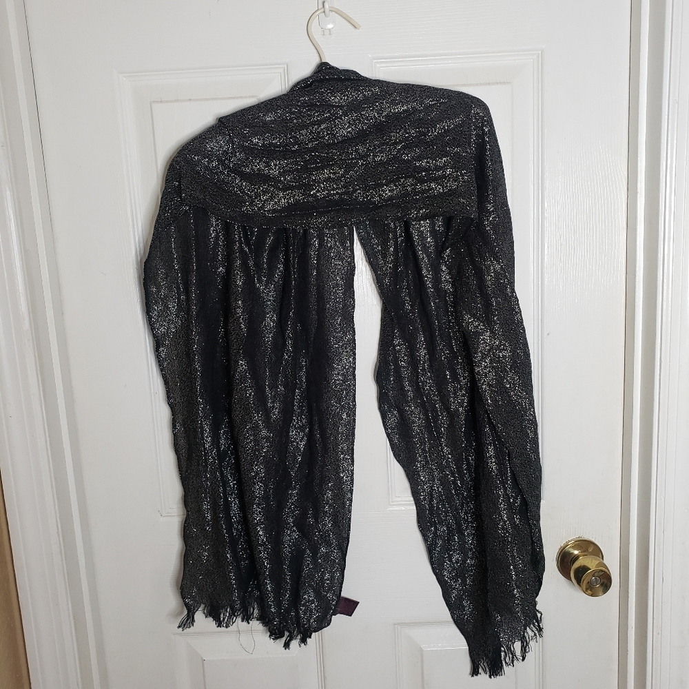 India Black metallic scarf 55"L
